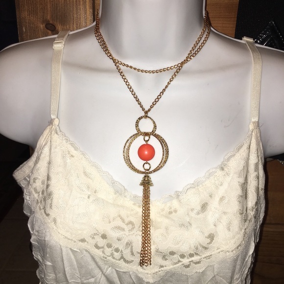 Long Gold Chaim w/ orange accent NWT - Picture 4 of 6